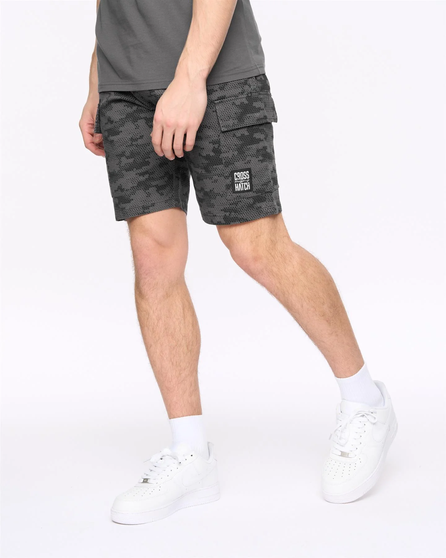 Janscore Elastic Waist Cargo Shorts Dark Grey